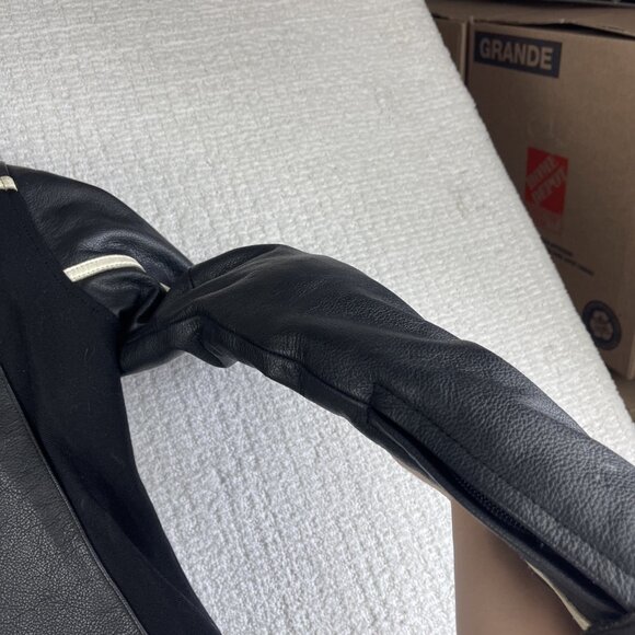 Y2K Bering Womens Size 1 Black Leather Motorcycle Jacket Protective Biker Gear - Picture 13 of 16